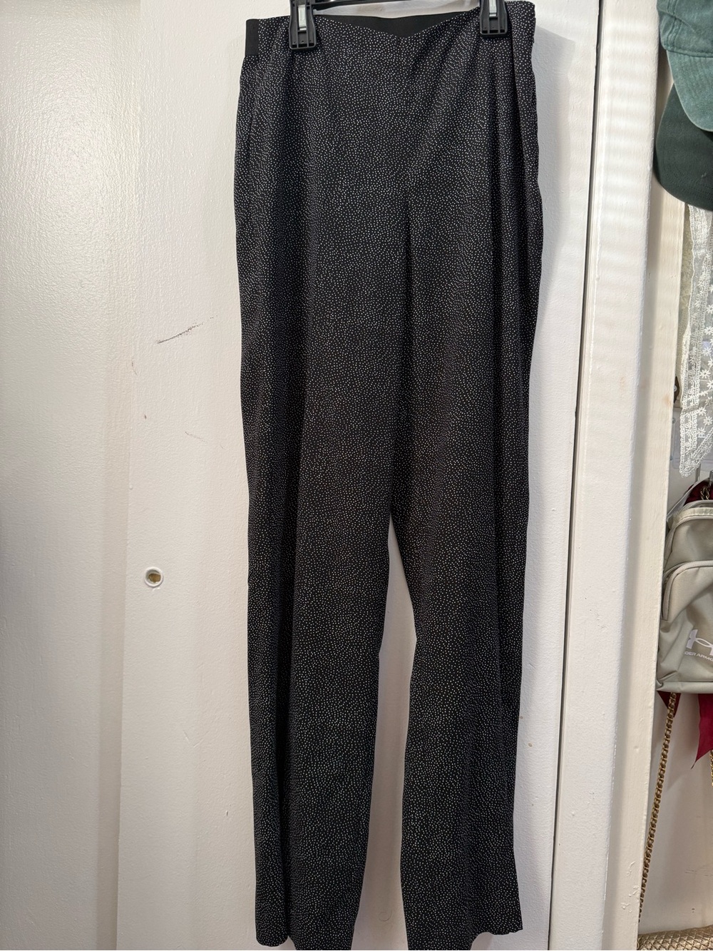 CeCe Black Micro-Dot Wide Leg Pants